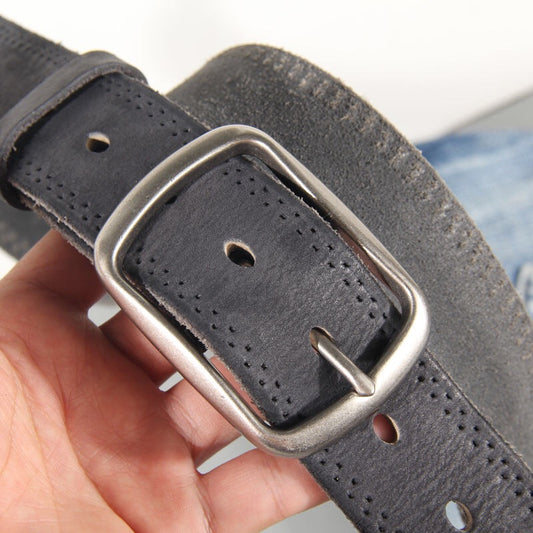 Distressed Soft Cowhide Men's Belt Leather Retro