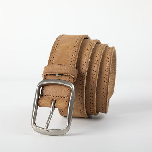 Distressed Soft Cowhide Men's Belt Leather Retro