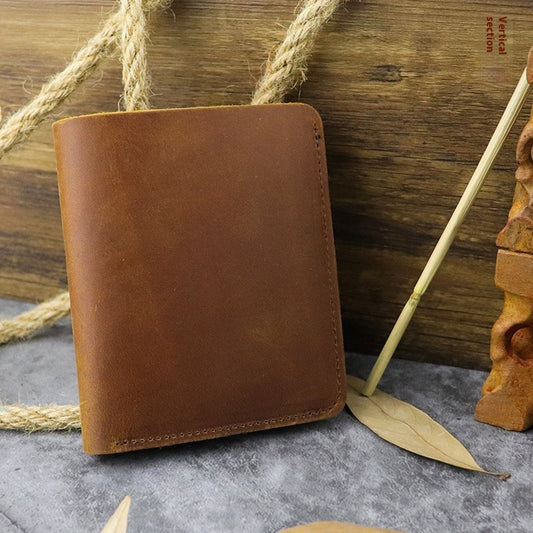 Multiple Card Slots Top Layer Leather Crazy Horse Leather Wallet